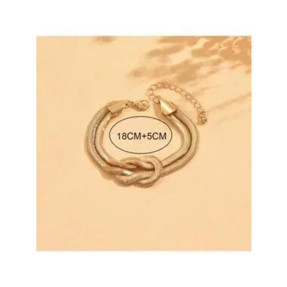 18K Gold Filled Double Knot Snake Chain Bracelet